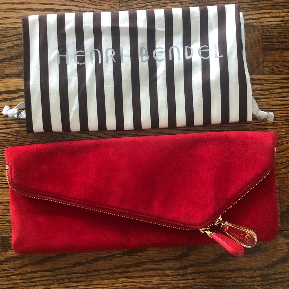 Henri Bendel Red zip clutch